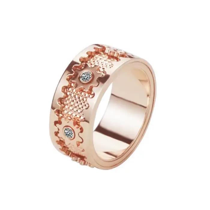 Bague d'engrenage résine incrustée de zirconium bague de cocktail double couche rotative pour hommes et femmes bijou original pour occasions festives