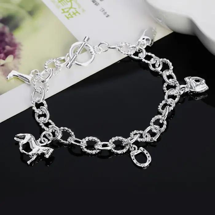 Nouveau Bracelet Cheval en Argent Sterling 925 pour Femme et Homme, Bijou de Luxe Tendance pour Mari
