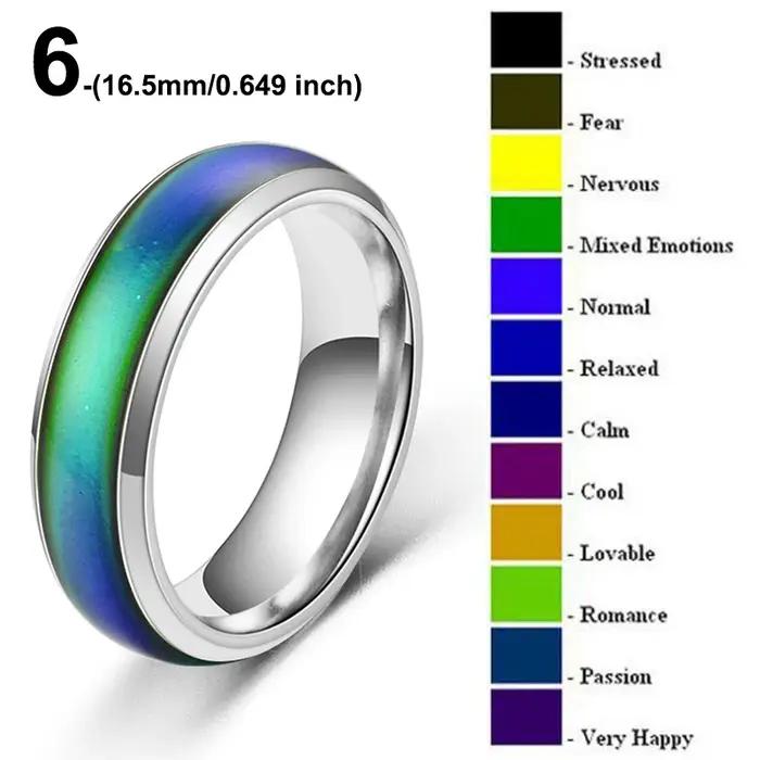 Bague d'humeur en acier inoxydable pour hommes et femmes, anneaux de document proxy, émotion, sensat