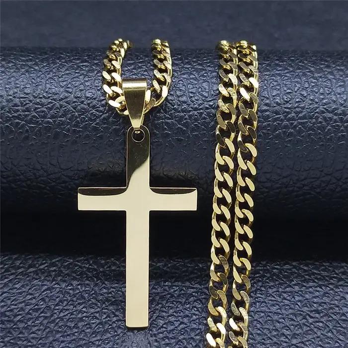 Collier Croix Hip Hop Unisexe en Acier Inoxydable Bijou Tendance Religieux pour Femmes et Hommes Occasions Spéciales