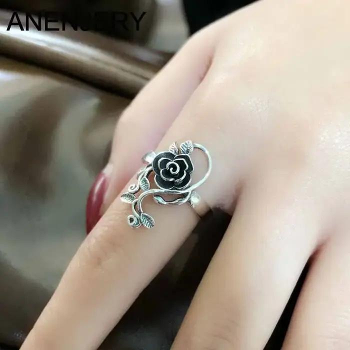 Bague florale vintage Anenjery pour femmes, bague de cocktail réglable, bijou élégant pour soirées, mariages et anniversaires