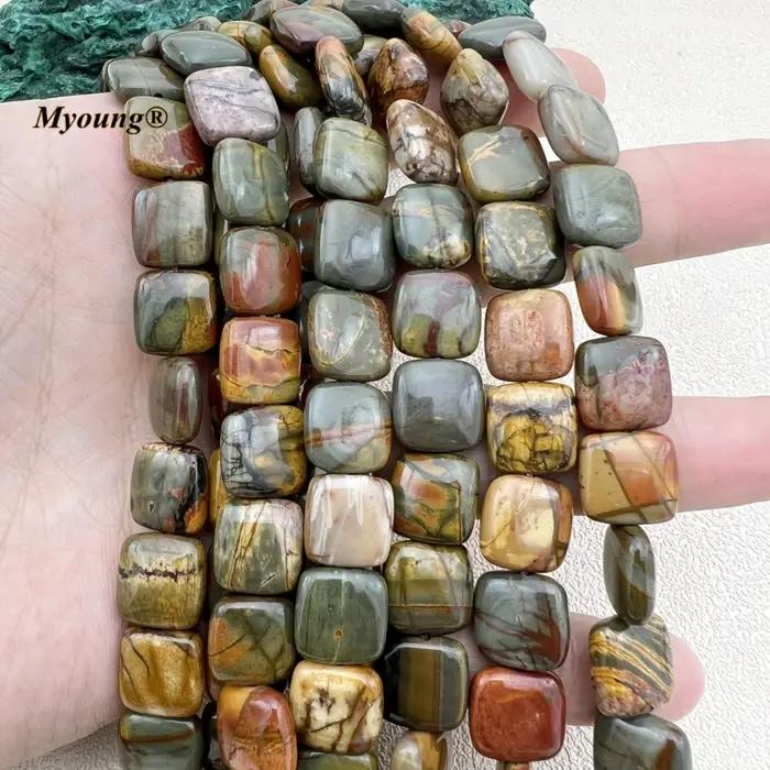 Perles en pierre naturelle de forme carrée