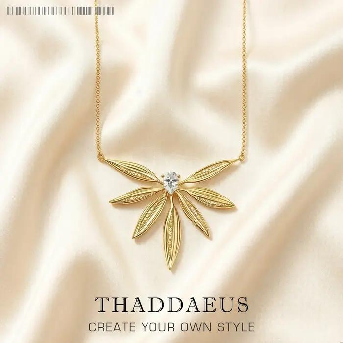 Grand collier de feuilles en argent regardé 925 pour femme