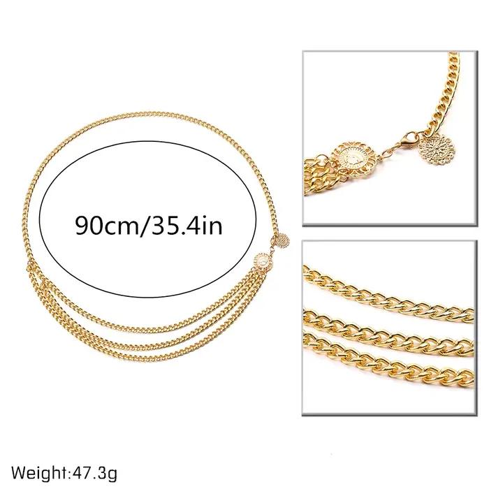 Chaîne de corps Ingemark en aluminium doré clair ou plaqué rhodium pour femmes, bijoux de style Vendange, bijoux de corps élégants et sophistiqués