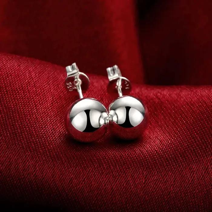 Top qualité 925 boucles d'oreilles en argent Sterling Simple rond cercle boucles d'oreilles pour fem