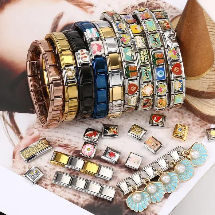 URING Y2k Bracelet à breloques italien liens coeurs amour amant chaîne à main
