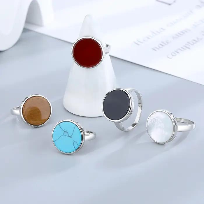 Bague en pierre naturelle Lapis Agate Malachite