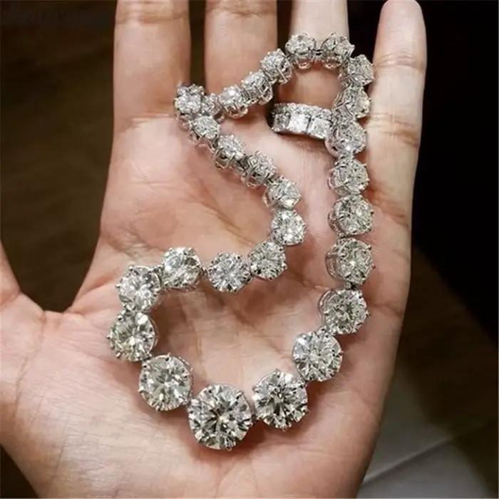 Bracelet de tennis rempli d'or blanc fait à la main pour les femmes, bracelets de diamant pour les p