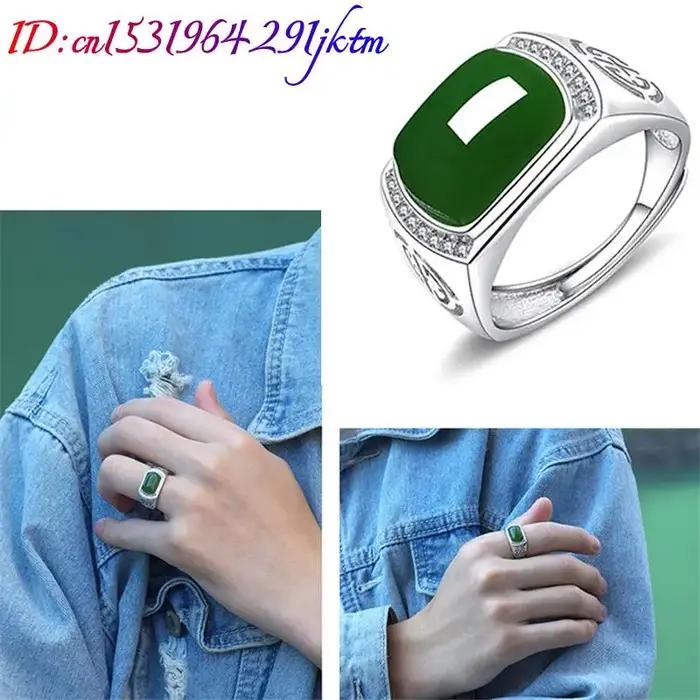 Bague réglable en argent 925 avec pierre précieuse sculptée