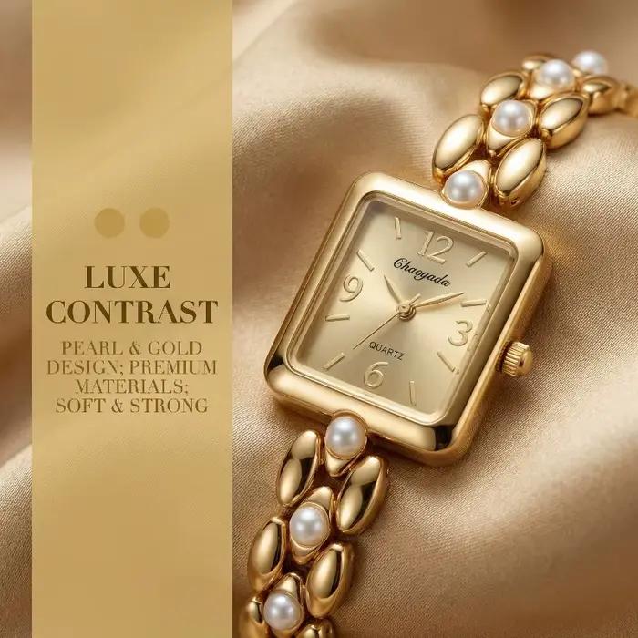 Montre de Luxe pour Femme, Montre-Bracelet Carrée à Quartz Tendance, Élégance Vintage, Montre-Bracelet pour Femme, Cadeau, Reloj de Mujer