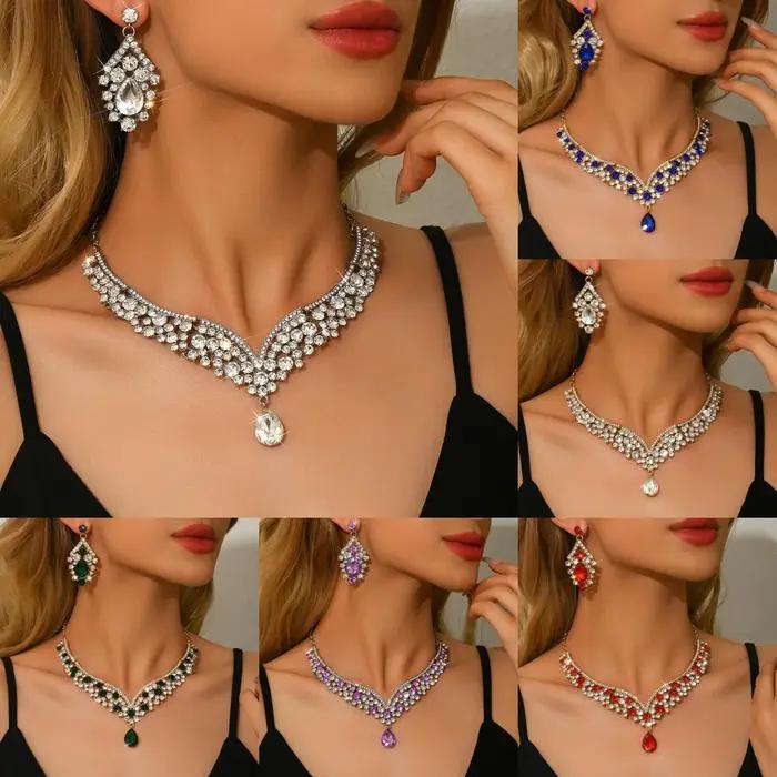 Ensemble de bijoux collier et boucles d'oreilles au design à la mode pour femmes