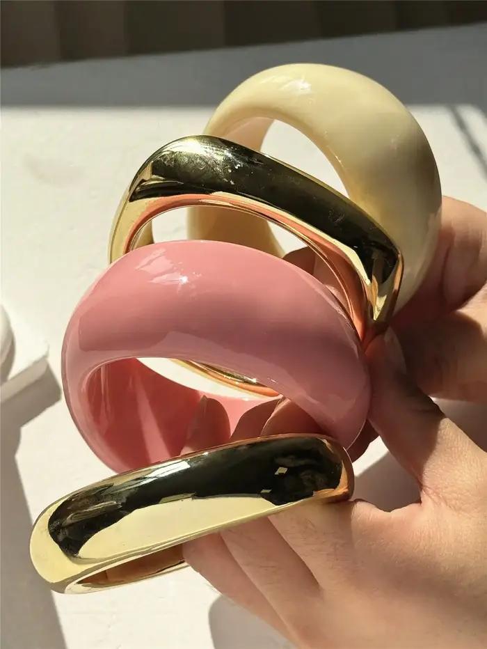 HUANZHI – Bracelet large géométrique asymétrique épais