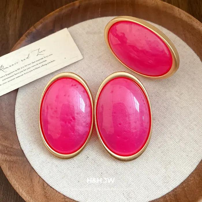 Boucles d'oreilles géométriques vintage rouge rosé 2026
