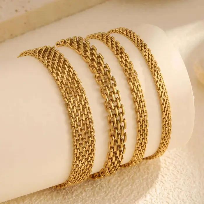 Bracelet élégant en zircone cubique pour femmes, chaîne papillon en acier inoxydable plaqué or 18 carats, ensemble de bijoux de fiançailles de mariage