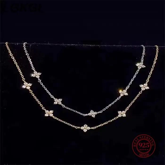 Jkeli – colliers français en argent Sterling 925 avec pendentif fleur à quatre feuilles pour femmes