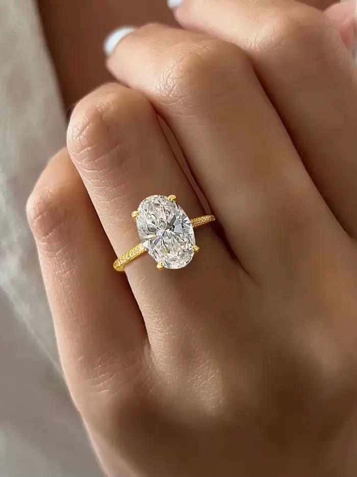 Bague ovale en argent Sterling 925 pour femmes