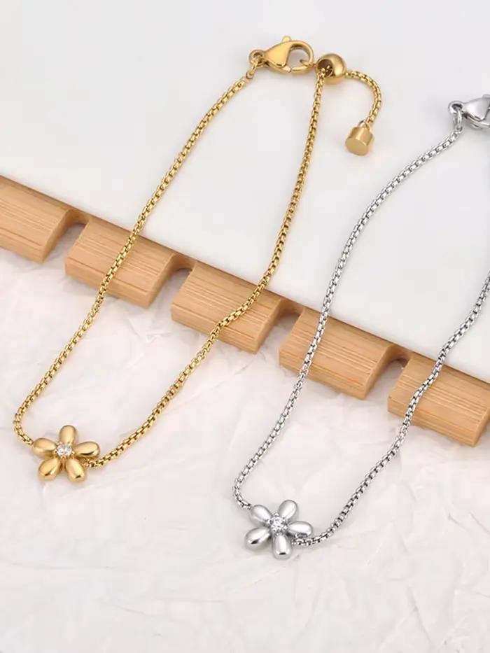 Bracelets quotidiens en acier inoxydable et zircone pour femmes
