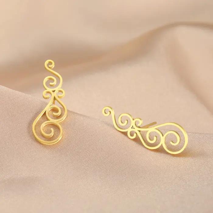 Boucles d'oreilles spirales florales en filigrane acier inoxydable pour femmes occasions spéciales cadeau anniversaire engagement fête