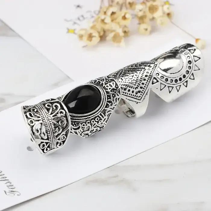 4 pièces/ensemble mode Vintage argent plaqué gitane Boho ethnique anneau creux sculpté strass Midi Knuckle anneaux femmes bijoux