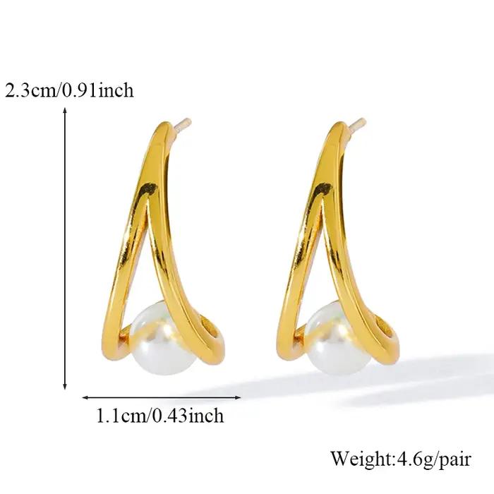 Boucles d'Oreilles en Acier Inoxydable et Perles Métalliques