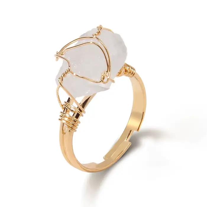 Bagues de citrine irrégulières pour femmes et hommes