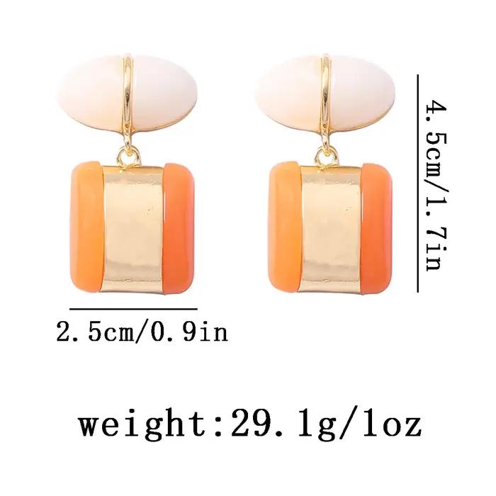 Nouvelles Boucles d'Oreilles Pendante Géométriques en Résine Orange 2026 pour Femme