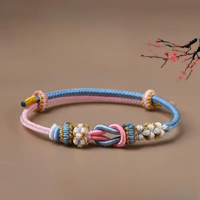 Bracelets de ULrouge tressés réglables pour femmes, produits partiellement préparés, perles portable
