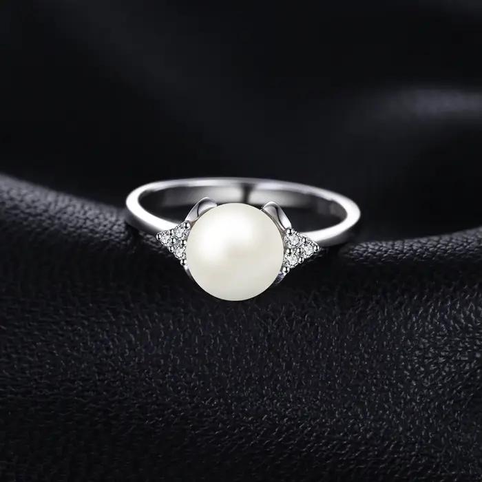 8mm Perle De Culture D'eau Douce 925 Bagues en Argent Sterling pour Les Femmes de Fiançailles Bague Tendance Cadeau De