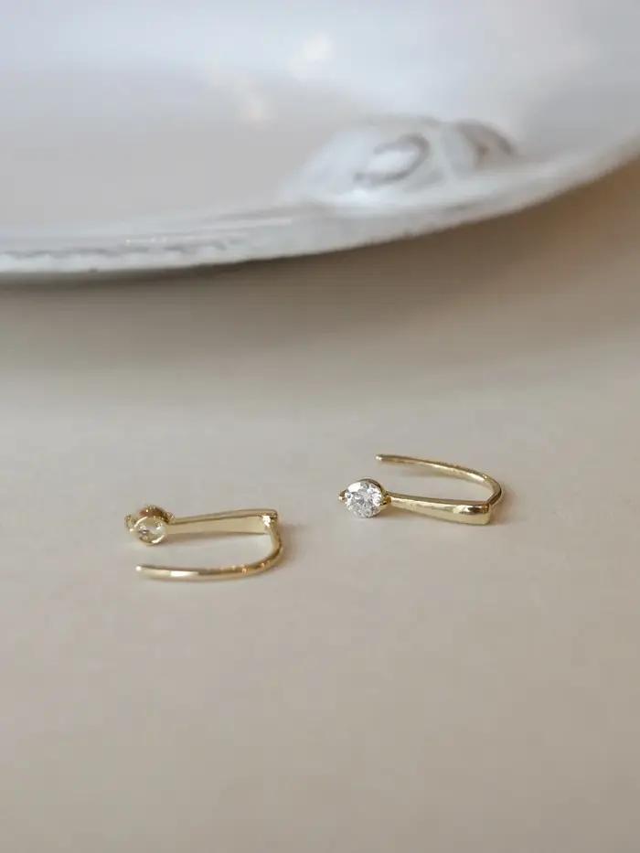 Boucles d'oreilles studs plaquées argent et or 14 carats pour femmes occasions spéciales mariage engagement fête noël