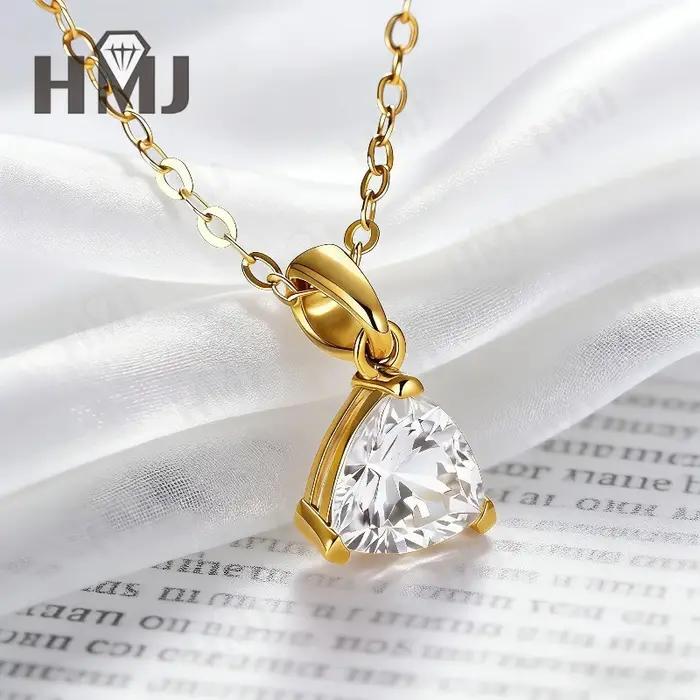 Collier en moissanite véritable taille trillon 1
