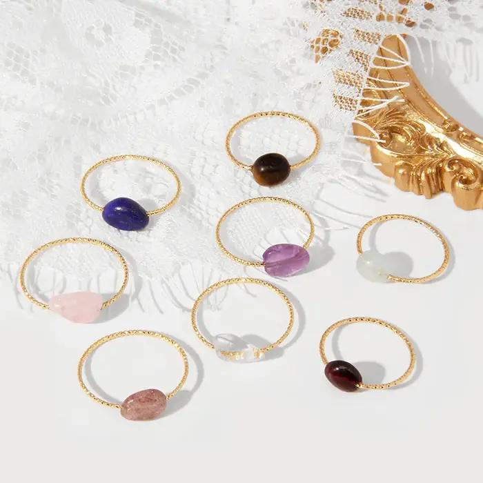 Bagues en pierre naturelle pour femmes élégantes - Style classique et casual - Cadeau parfait pour les occasions spéciales