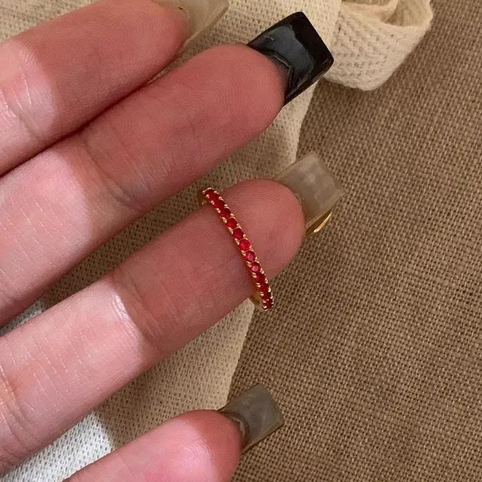 Bague ANENJERY en Zircon Rouge pour Femmes Bijoux Délicats Style Mode Occasions Spéciales
