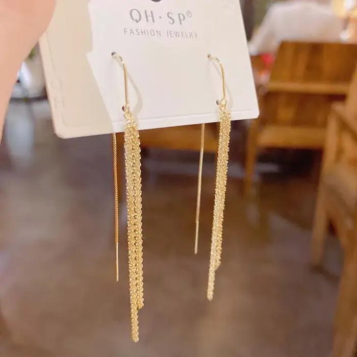 Boucles d'oreilles longues à pampilles pour femmes et filles