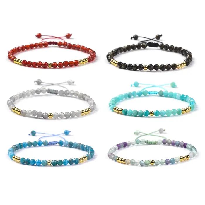 Bracelet réglable tressé en pierre naturelle