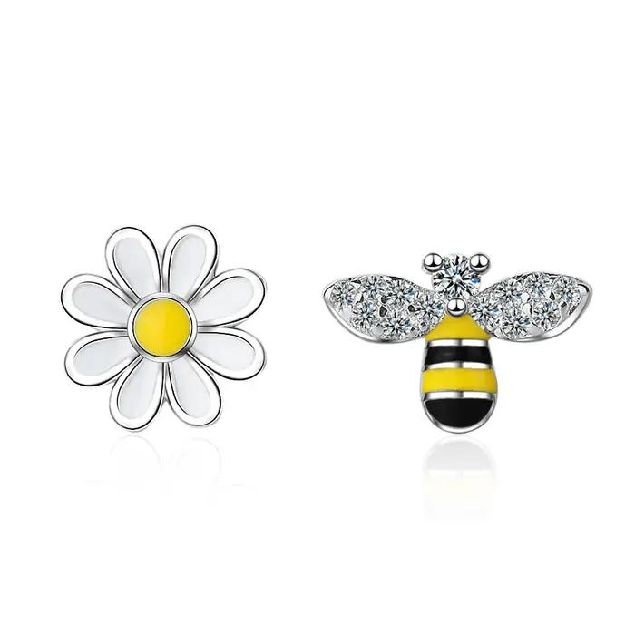 Boucles d'oreilles abeille en argent Sterling 925 pour femmes