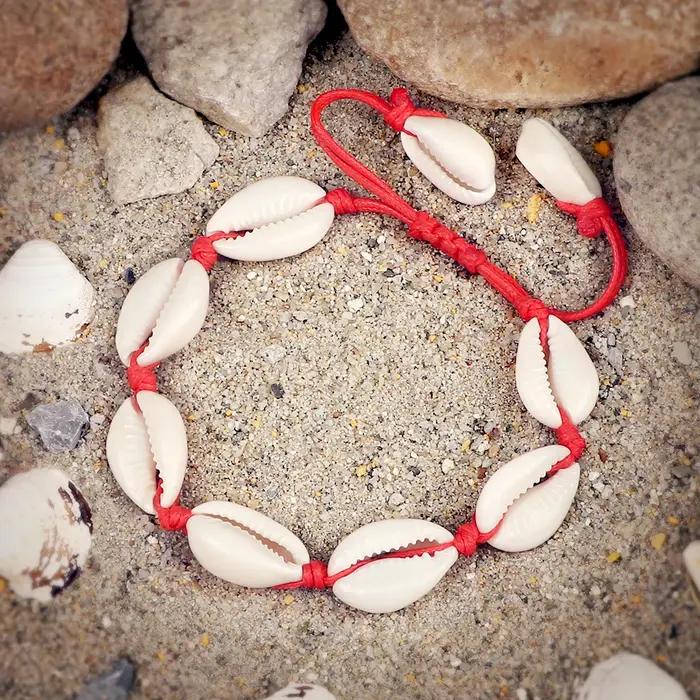 Bracelets de cheville en coquillage de plage d'été Boho style à la main corde en cuir réglable pour femmes occasions spéciales cadeau amical