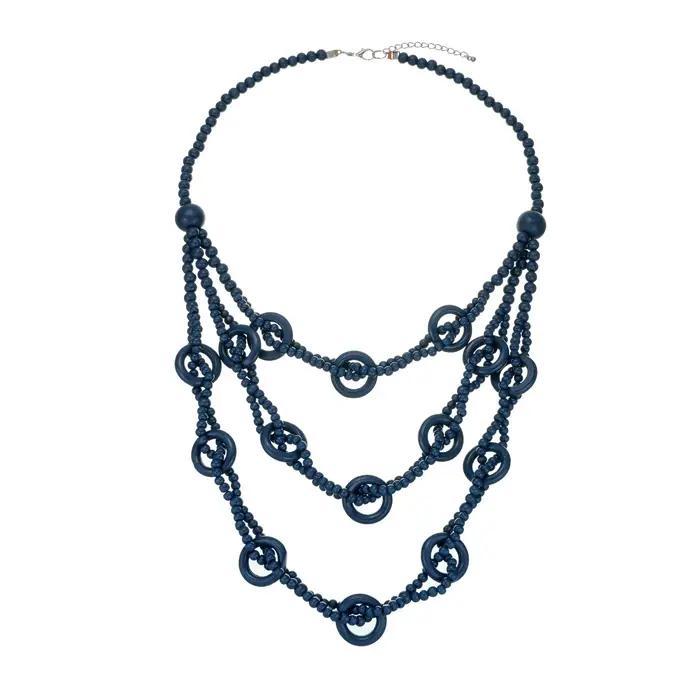Long collier de perles en bois multicouches pour femmes, fait à la main, tendance bohème, rétro, vacances, bijoux, accessoires, été, 2024
