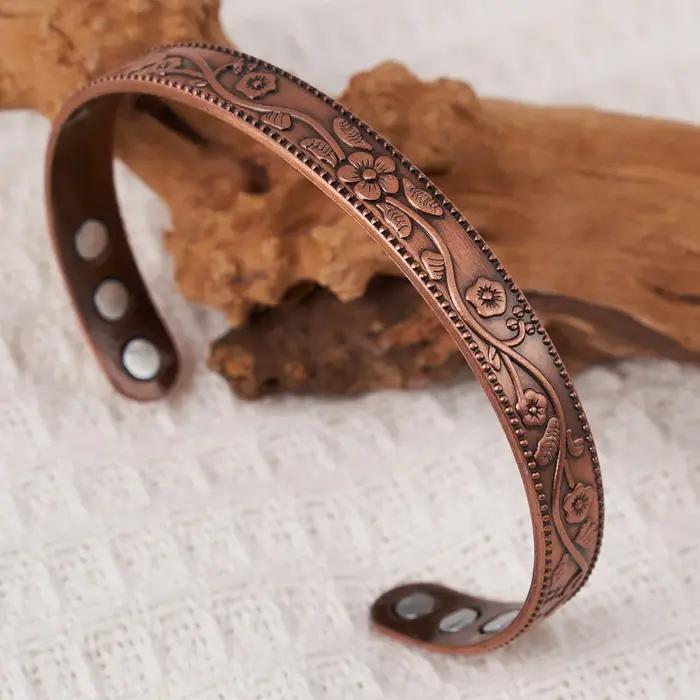 Bracelet à énergie magnétique de style européen et américain Vintage accessoire tendance magnétique en cuivre antique plaqué pour homme et femme occasions spéciales et quotidienne