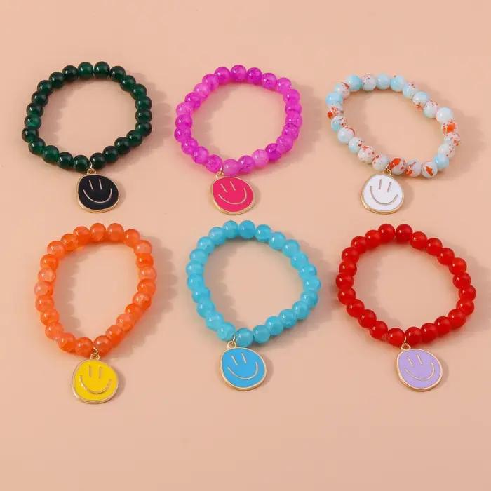 Aihua bohème fait à la main perles colorées Bracelet pour femmes mignon sourire visage bracelets à breloques filles fête vacances bijoux cadeaux
