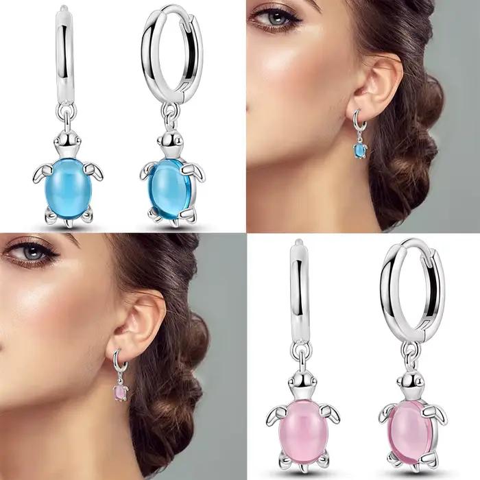Boucles d'oreilles tortue de mer pour femmes, en argent Sterling 925, bijoux à la mode pour fête, mariage, cadeaux de fiançailles, été
