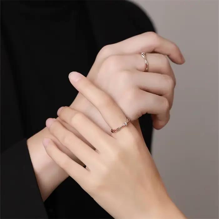 Bague de Couple en argent Sterling 925 pour hommes et femmes
