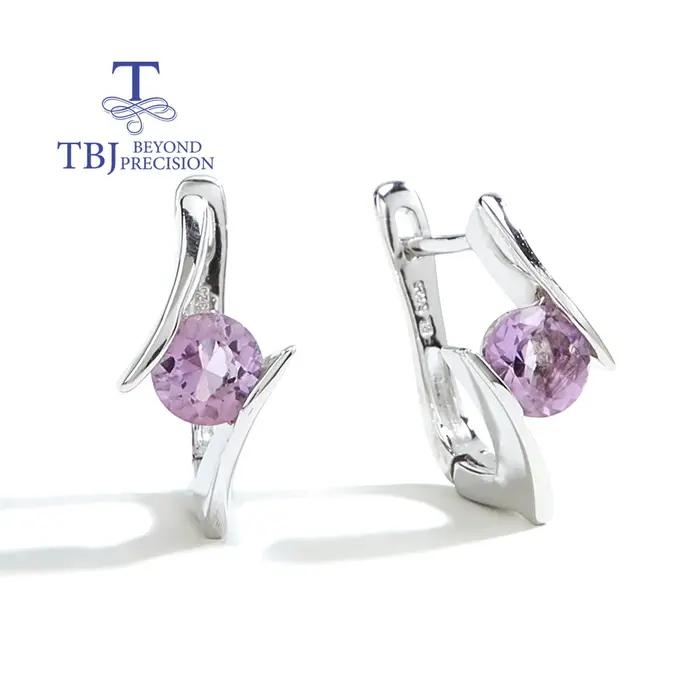 Boucles d'oreilles en argent sterling 925 avec améthyste ronde de 6 mm, 2 carats, pierre précieuse n