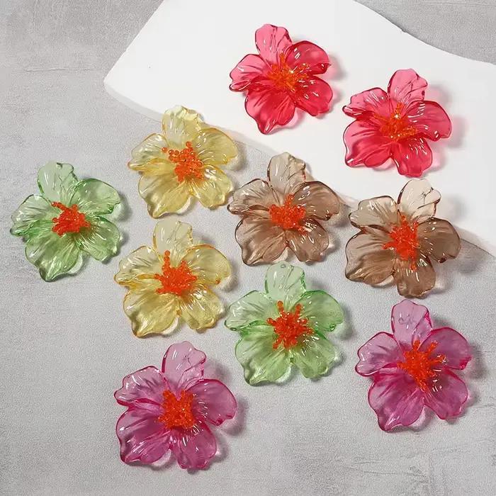 Boucles d'oreilles tendance en résine colorée pour femmes