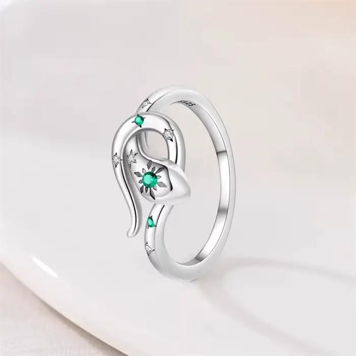 Bague originale en argent Sterling 925 en forme de serpent, en Zircon, pour femmes et filles, bijoux, cadeaux d'anniversaire