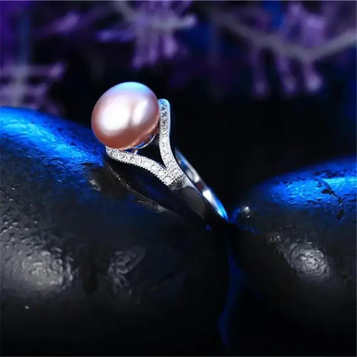 2020 nouveaux bijoux en perles à la mode bagues de luxe 100% véritable perle d'eau douce naturelle bague réglable pour