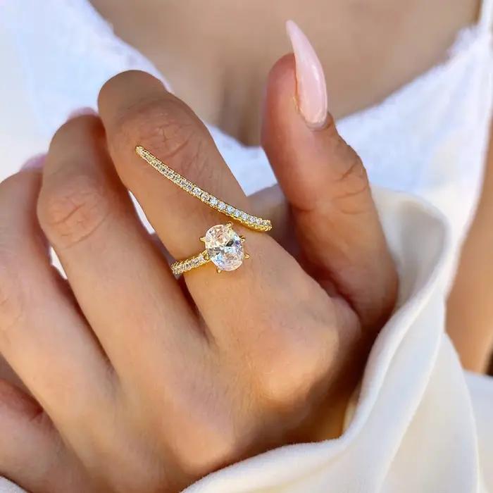 Huitan – bague de luxe en forme géométrique pour femmes