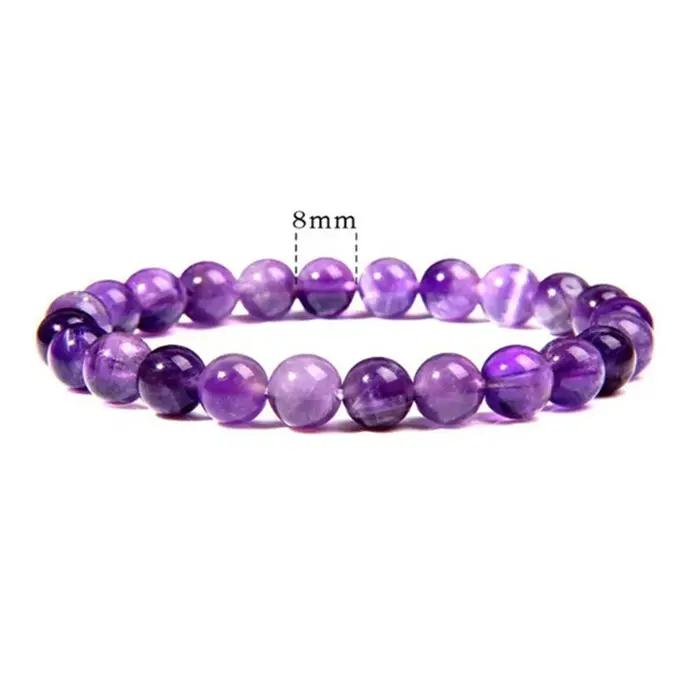 Bracelet améthyste en véritables perles de cristal naturel purifiant le corps véritable