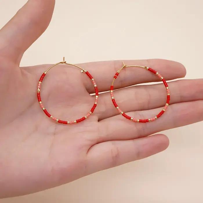 Boucles d'oreilles perlées bohèmes en verre pour femmes, cadeau pour occasions spéciales, bijoux arc-en-ciel atai yuki delica