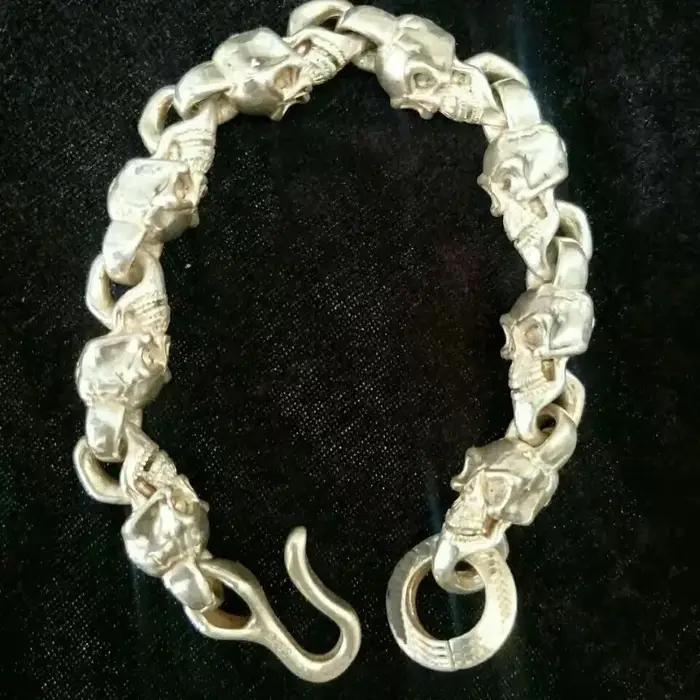 S925 Tibétain Argent Transport Bénédiction De Dieu Crâne Bracelet Fortune Ward Off Evil Spirits Hommes Femmes Mode Cadeau Personnalisé
