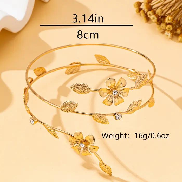 Brassard en forme de vigne florale pour femme en alliage de fer avec nuances de bleu or rose pour toutes les occasions